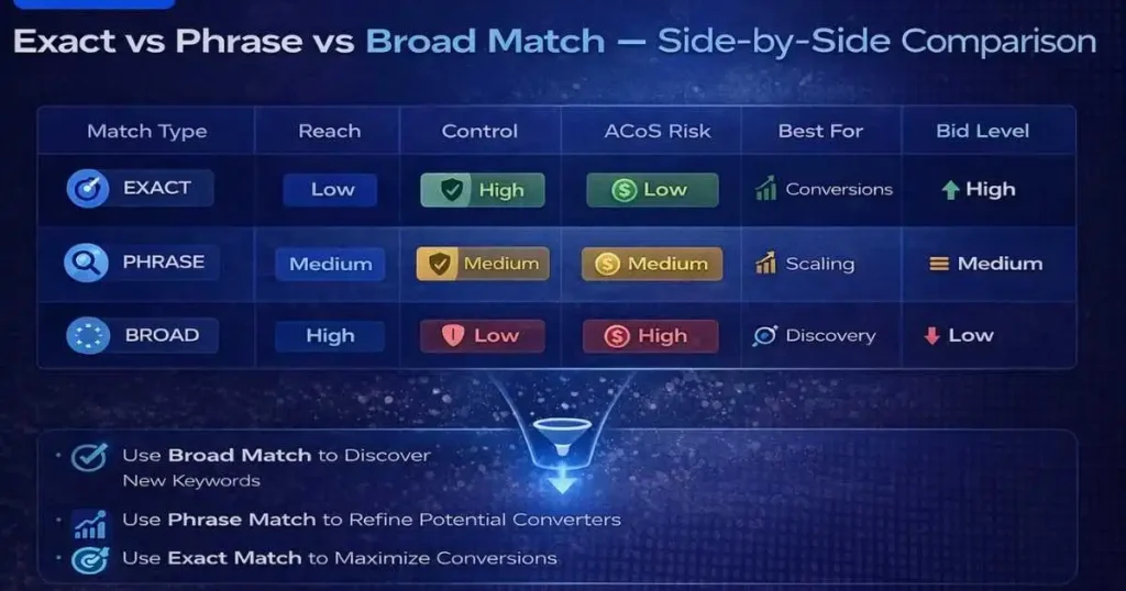 Exact vs Phrase vs Broad Match