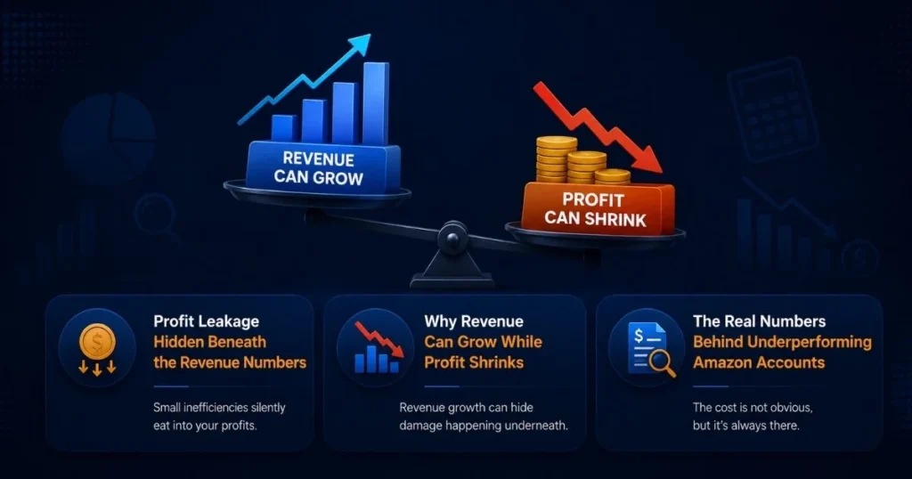 Amazon account management cost breakdown showing poor management signals and business impact