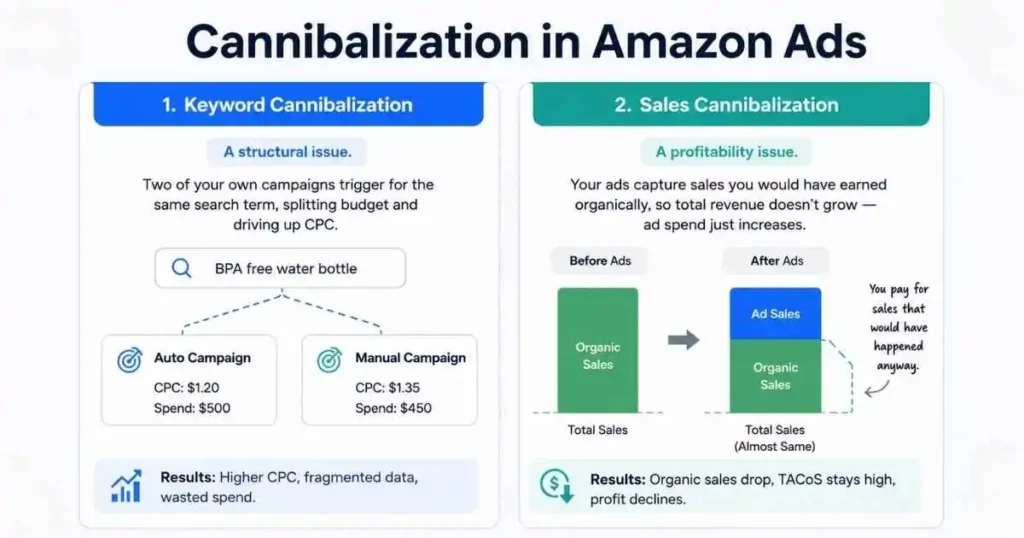 what is cannibalization in Amazon ads keyword vs sales cannibalization explained