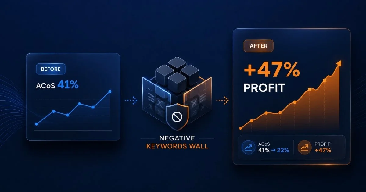Amazon PPC structure case study showing 47% profit increase in 90 days