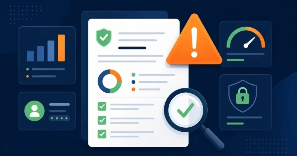 Amazon agency account audit showing red flags, poor communication, declining performance, high ACoS, low ROAS, and reporting issues