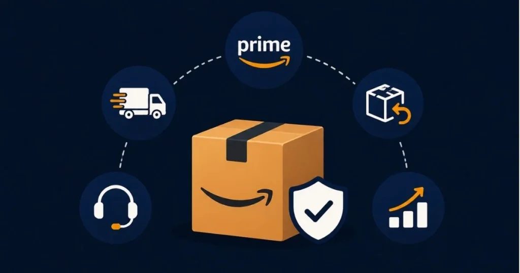 Amazon FBA benefits including Prime fast delivery customer service returns and growth