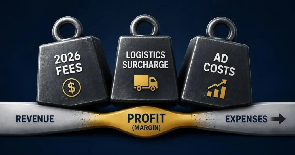 2026 Amazon fees logistics surcharge and ad costs reducing seller profit margins